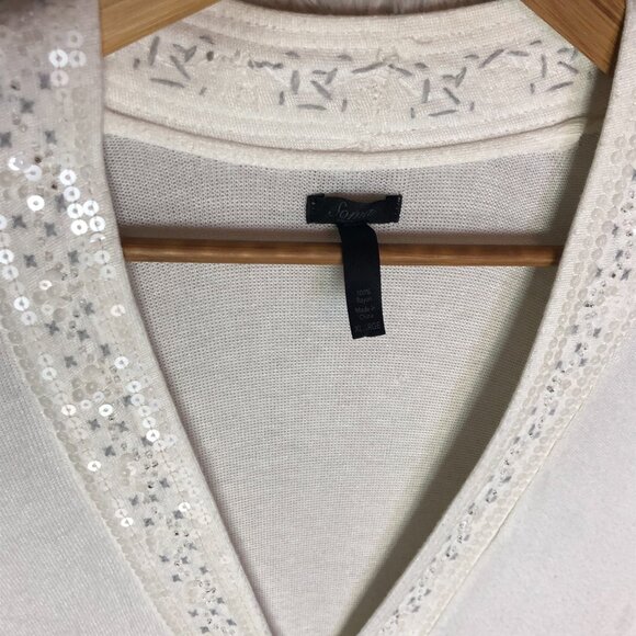 SOMA Intimates Open White cardigan With Sequence Trim Size XL - Picture 3 of 6